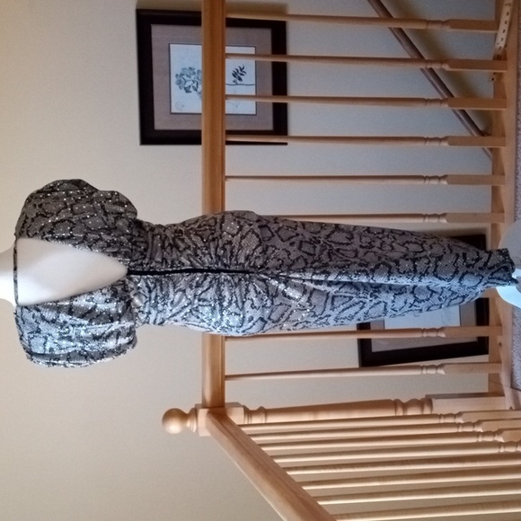 Vintage 80s - 90s rouched v front and back bling dress - Picture 6 of 13